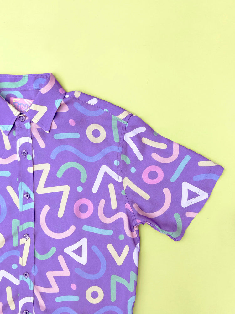 Retro Doodle Pattern Unisex Button Up Shirt