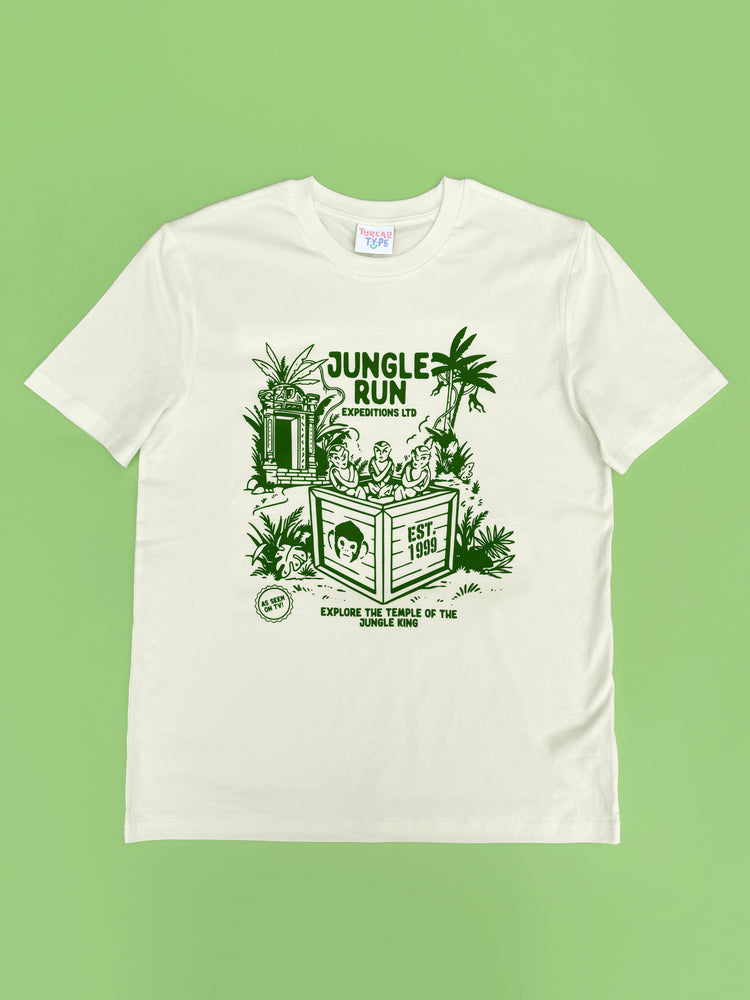 Full length shot of 90s TV show Jungle Run T-shirt design