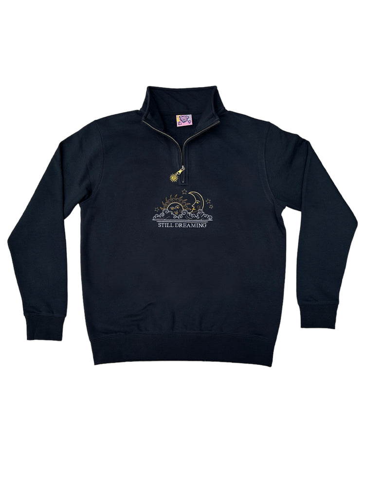 Sun & Moon Embroidered Quarter Zip Pullover Sweatshirt
