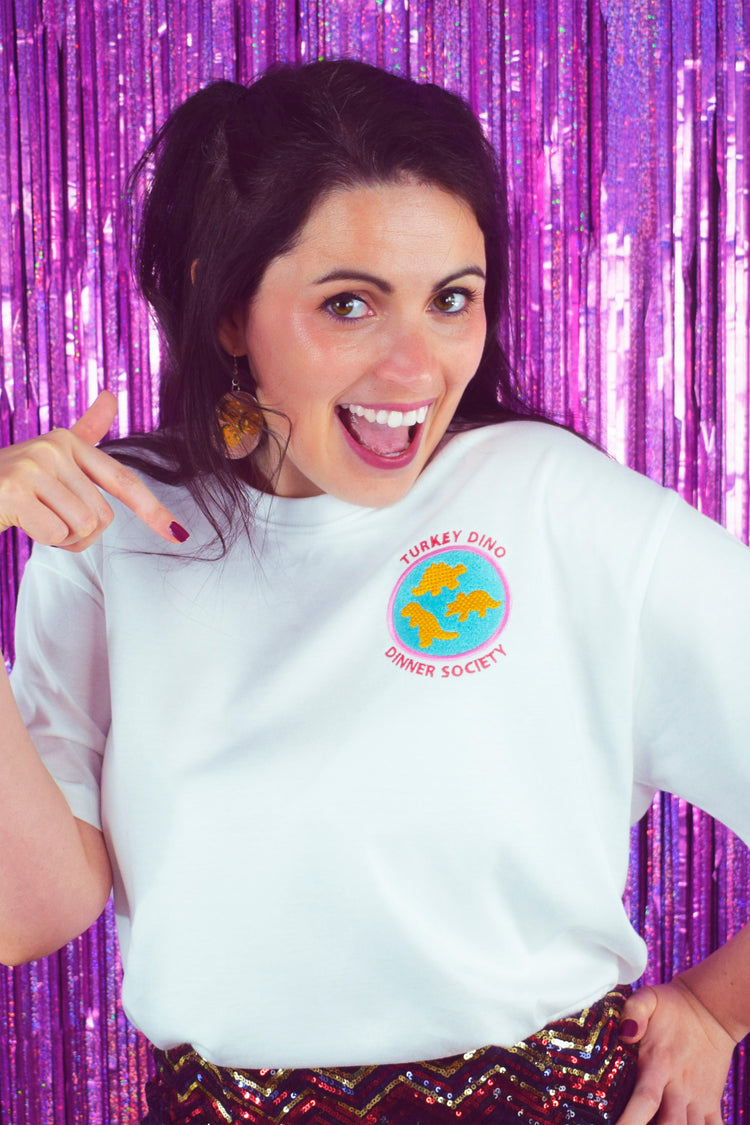 Turkey Dino Dinner Society Embroidered - T-shirt
