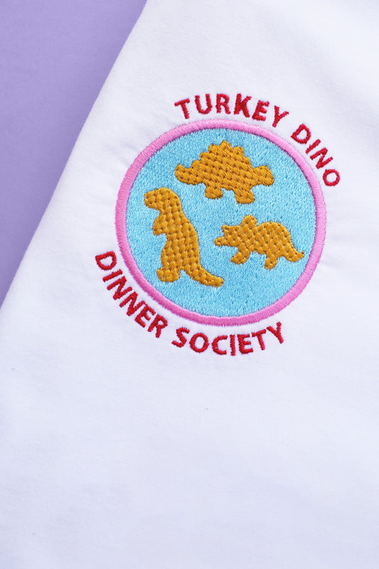 Turkey Dino Dinner Society Embroidered - T-shirt