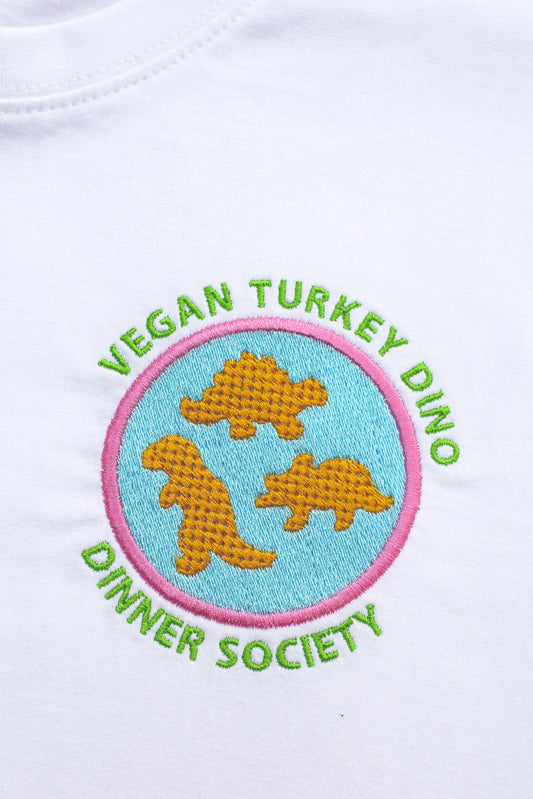 Vegan Turkey Dino Dinner Society Embroidered - T-shirt