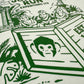 Close up of 90s TV show Jungle Run T-shirt design focusing on the monkey statues