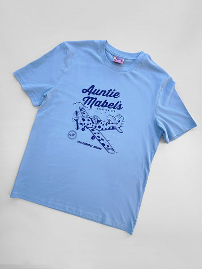 Full length shot of 90s TV show Come Outside inspired T-shirt design - featuring Pippin in a polka dot plane