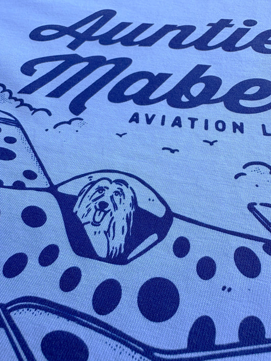Close up shot of 90s TV show Come Outside inspired T-shirt design - featuring Pippin in a polka dot plane