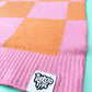 Checkerboard Orange and Pink Turtle Neck Jumper